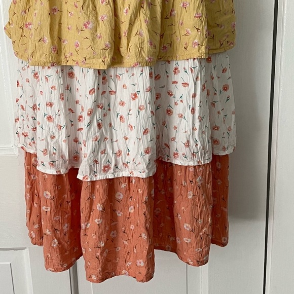American Eagle Ditsy Floral Smocked Tiered Mini Dress size Large Summer Cottage - Picture 7 of 13